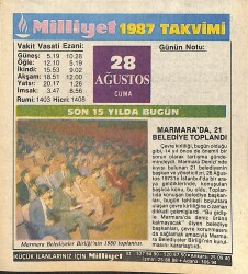 28 Ağustos 1987 Takvim Yaprağı - Doğum Günü Hediyesi EFMN14090 - Gökçekoleksiyon