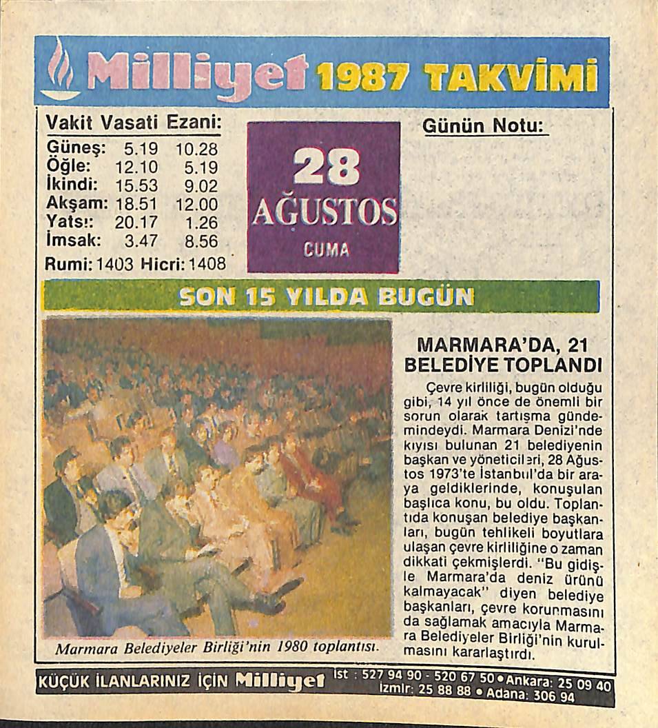 28 Ağustos 1987 Takvim Yaprağı - Doğum Günü Hediyesi EFMN14090 - 1