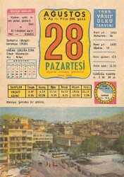 28 Ağustos 1989 Takvim Yaprağı - Doğum Günü Hediyesi EFM(N)9551 - Gökçekoleksiyon