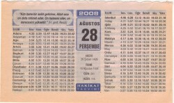 28 Ağustos 2008 Takvim Yaprağı EFM(N)2542 - 3