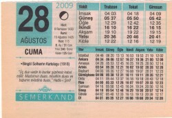 28 Ağustos 2009 Takvim Yaprağı EFM(N)2544 - 3