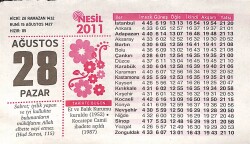 28 Ağustos 2011 Takvim Yaprağı - Doğum Günü Hediyesi EFMN14343 - Gökçekoleksiyon