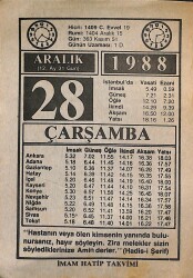 28 Aralık 1988 Takvim Yaprağı - Doğum Günü Hediyesi EFMN14572 - Gökçekoleksiyon