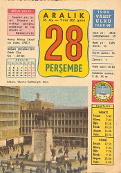 28 Aralık 1989 Takvim Yaprağı - Doğum Günü Hediyesi EFMN13643 - Gökçekoleksiyon