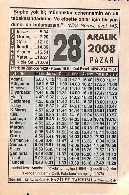 28 Aralık 2008 Takvim Yaprağı - Doğum Günü Hediyesi EFMN15306 - 1