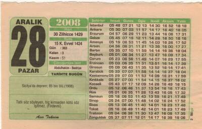 28 Aralık 2008 Takvim Yaprağı EFM(N)4371 - 2