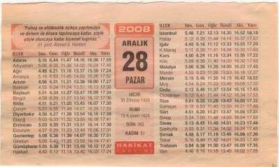 28 Aralık 2008 Takvim Yaprağı EFM(N)4463 - 3