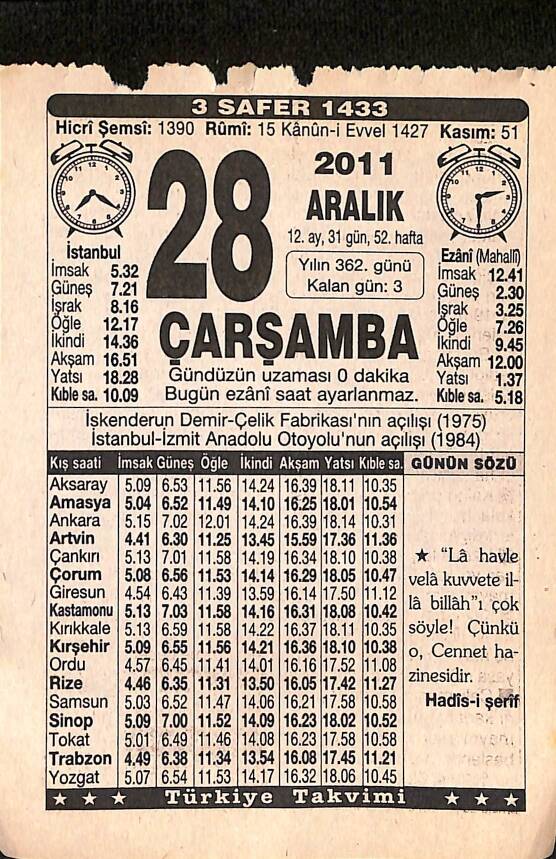 28 Aralık 2011 Takvim Yaprağı - Doğum Günü Hediyesi EFMN15231 - 1