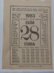 28 Ekim 1983 Takvim Yaprağı - Doğum Günü Hediyesi EFM(N)6732 - Gökçekoleksiyon