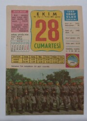 28 Ekim 1989 Takvim Yaprağı - Doğum Günü Hediyesi EFM(N)6654 - Gökçekoleksiyon