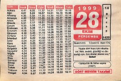 28 Ekim 1999 Takvim Yaprağı - Doğum Günü Hediyesi EFMN14059 - Gökçekoleksiyon