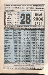 28 Ekim 2008 Takvim Yaprağı - Doğum Günü Hediyesi EFM(N)10670 - 3