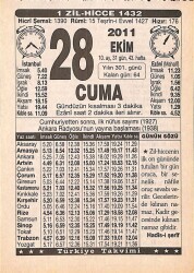 28 Ekim 2011 Takvim Yaprağı - Doğum Günü Hediyesi EFMN15292 - Gökçekoleksiyon