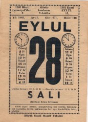 28 Eylül 1965 Takvim Yaprağı EFM(N)3643 - 2