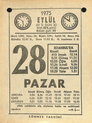 28 Eylül 1975 Takvim Yaprağı - Doğum Günü Hediyesi EFM(N)12518 - Gökçekoleksiyon