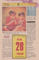 28 Eylül 1980 Takvim Yaprağı -Doğum Günü Hediyesi EFM(N)6428 - Gökçekoleksiyon