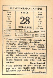 28 Eylül 1985 Takvim Yaprağı - Doğum Günü Hediyesi EFMN14971 - Gökçekoleksiyon