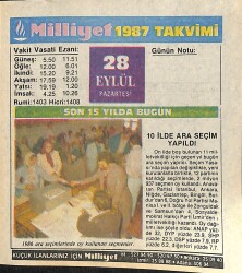 28 Eylül 1987 Takvim Yaprağı - Doğum Günü Hediyesi EFMN14145 - Gökçekoleksiyon