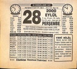 28 Eylül 2000 Takvim Yaprağı - Doğum Günü Hediyesi EFMN14232 - Gökçekoleksiyon