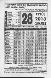 28 Eylül 2013 Takvim Yaprağı - Doğum Günü Hediyesi EFMN13596 - Gökçekoleksiyon