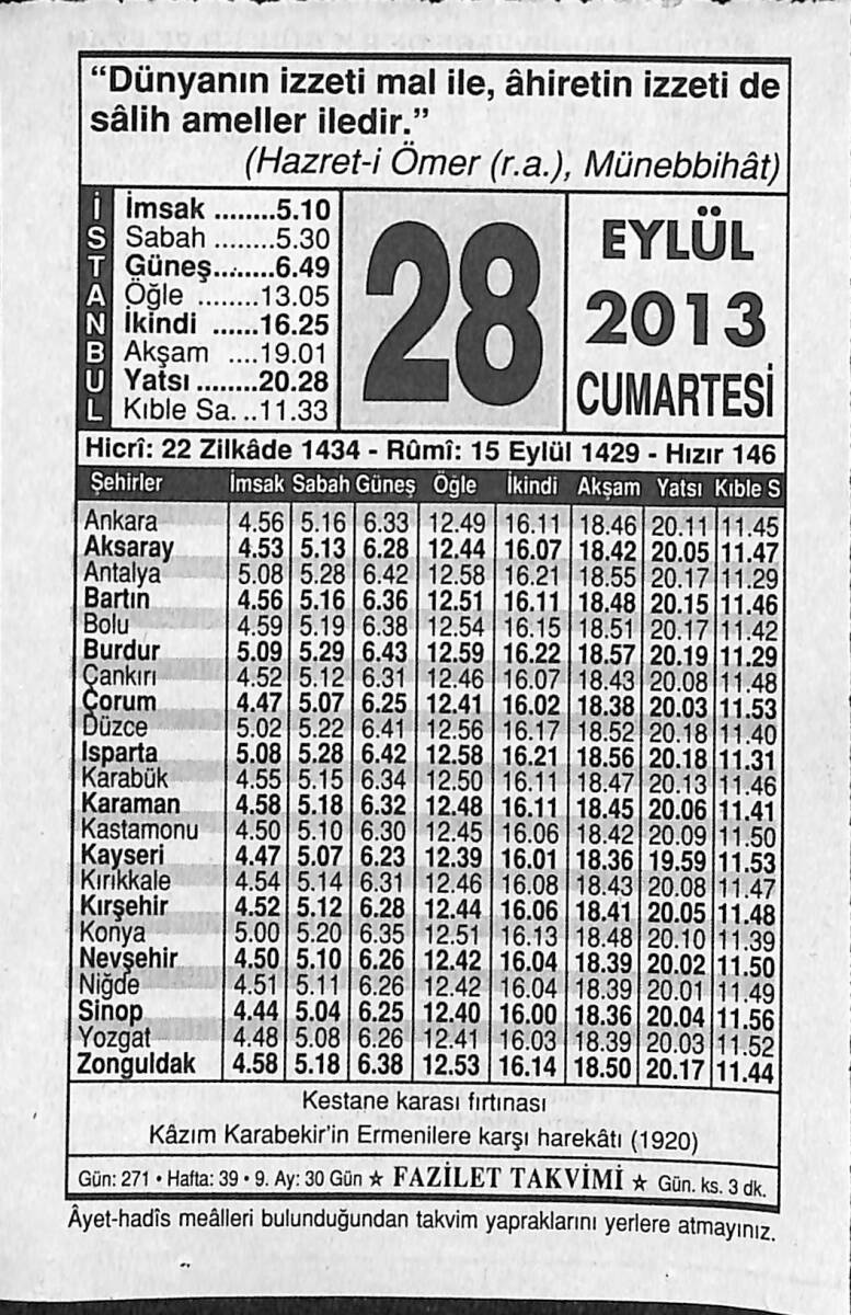 28 Eylül 2013 Takvim Yaprağı - Doğum Günü Hediyesi EFMN13596 - 1