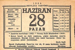 28 Haziran 1964 Takvim Yaprağı - Doğum Günü Hediyesi EFMN15552 - Gökçekoleksiyon