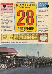 28 Haziran 1973 Takvim Yaprağı - Doğum Günü Hediyesi EFM(N)12373 - Gökçekoleksiyon