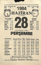 28 Haziran 1984 Takvim Yaprağı - Doğum Günü Hediyesi EFM(N)11394 - Gökçekoleksiyon