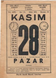 28 Kasım 1965 Takvim Yaprağı EFM(N)3707 - 2