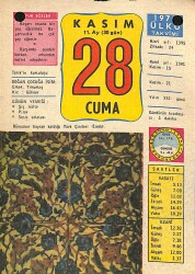 28 Kasım 1975 Takvim Yaprağı - Doğum Günü Hediyesi EFM(N)11873 - Gökçekoleksiyon