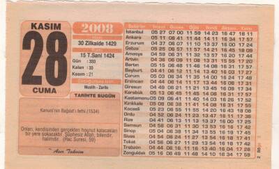 28 Kasım 2008 Takvim Yaprağı EFM(N)3824 - 2
