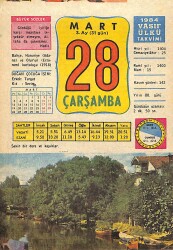 28 Mart 1984 Takvim Yaprağı - Doğum Günü Hediyesi EFMN15197 - Gökçekoleksiyon