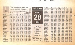 28 Mart 2006 Takvim Yaprağı - Doğum Günü Hediyesi EFMN13244 - Gökçekoleksiyon