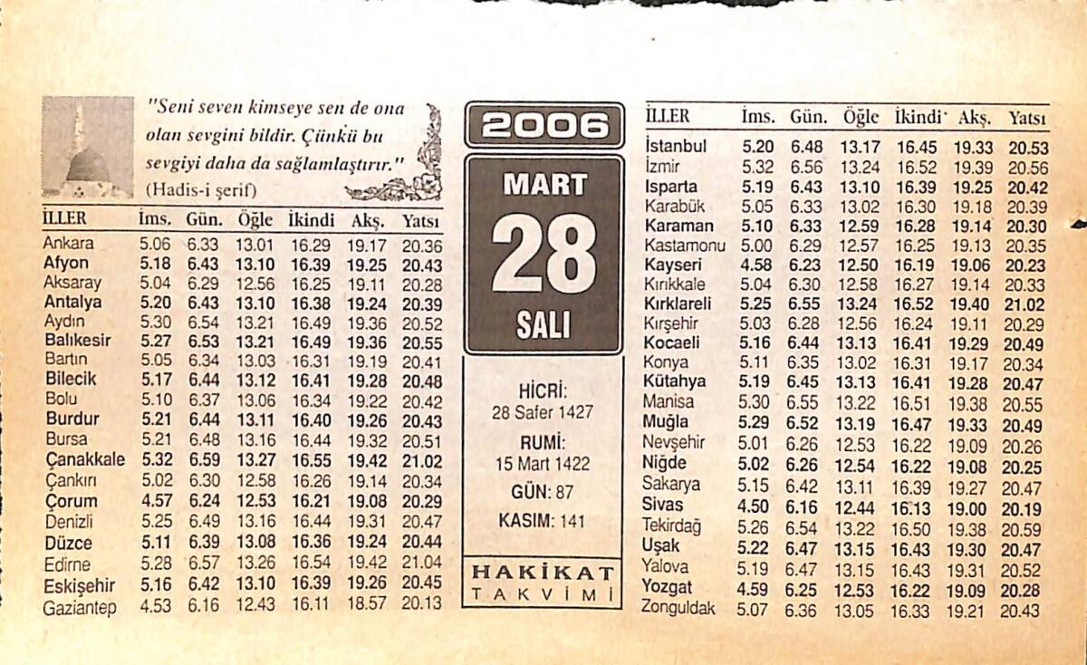 28 Mart 2006 Takvim Yaprağı - Doğum Günü Hediyesi EFMN13244 - 1