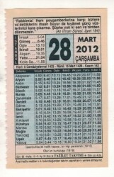 28 Mart 2012 Takvim Yaprağı EFM(N)1898 - 3
