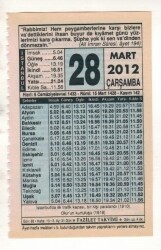 28 Mart 2012 Takvim Yaprağı EFM(N)1898 - 1