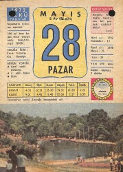 28 Mayıs 1972 Takvim Yaprağı - Doğum Günü Hediyesi EFM(N)12289 - Gökçekoleksiyon