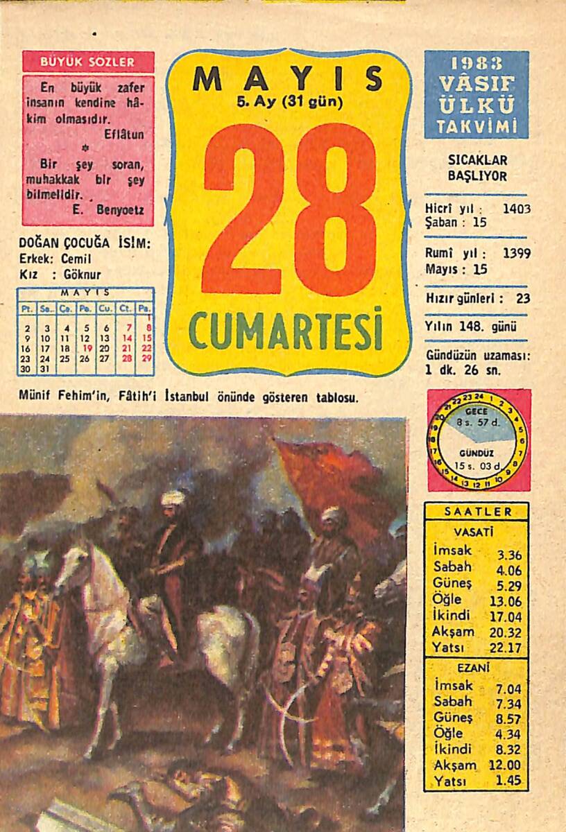 28 Mayıs 1983 Takvim Yaprağı - Doğum Günü Hediyesi EFMN13736 - 1
