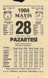28 Mayıs 1984 Takvim Yaprağı - Doğum Günü Hediyesi EFM(N)11150 - Gökçekoleksiyon