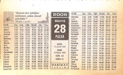 28 Mayıs 2006 Takvim Yaprağı - Doğum Günü Hediyesi EFMN13305 - Gökçekoleksiyon