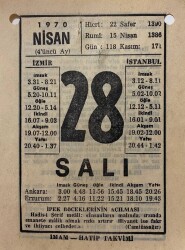 28 Nisan 1970 Takvim Yaprağı - Doğum Günü Hediyesi EFM(N)8283 - 1