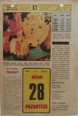 28 Nisan 1980 Takvim Yaprağı - Doğum Günü Hediyesi EFM(N)8412 - 2