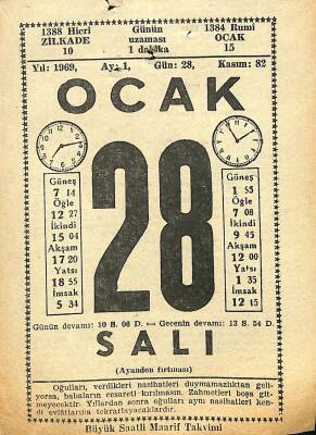 28 Ocak 1969 Takvim Yaprağı - Doğum Günü Hediyesi EFM(N)11096 - 1