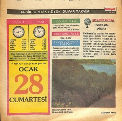 28 Ocak 1984 Takvim Yaprağı - Doğum Günü Hediyesi EFM(N)12664 - Gökçekoleksiyon