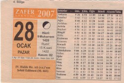 28 Ocak 2007 Takvim Yaprağı EFM(N)5115 - Gökçekoleksiyon