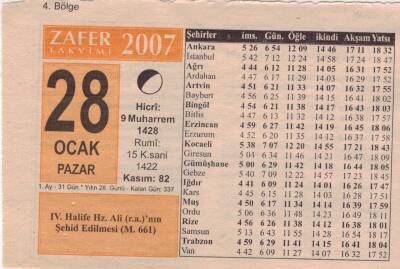 28 Ocak 2007 Takvim Yaprağı EFM(N)5115 - 1