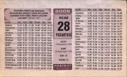 28 Ocak 2008 Takvim Yaprağı - Doğum Günü Hediyesi EFM(N)7493 - Gökçekoleksiyon