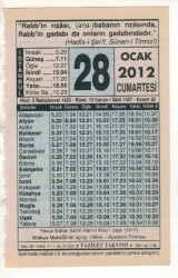 28 Ocak 2012 Takvim Yaprağı EFM(N)1838 - 3