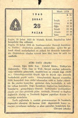 28 Şubat 1960 Takvim Yaprağı - Doğum Günü Hediyesi EFM(N)11430 - 1