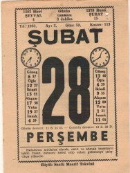 28 Şubat 1963 Takvim Yaprağı EFM(N)5710 - 2